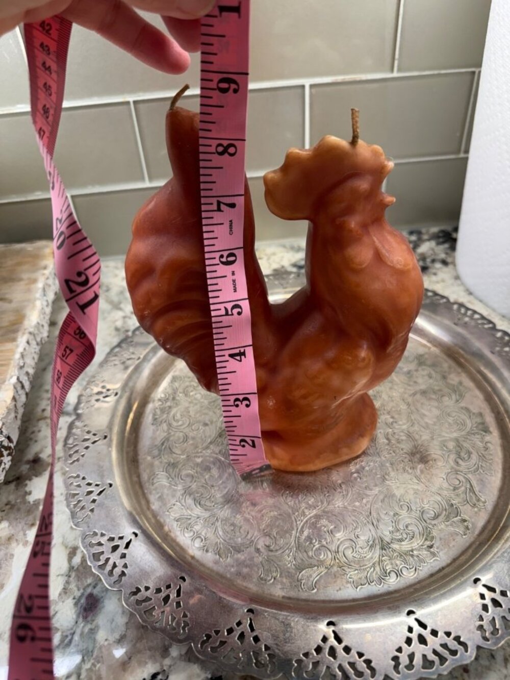 2 VTG Candelier Handcrafted Figural Wax Rooster Candle Rustic Farmhouse Cottage - Picture 6 of 16